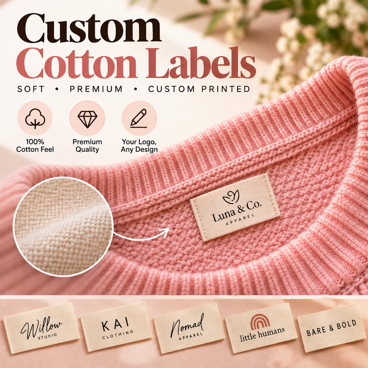 Custom Cotton Labels for Clothing